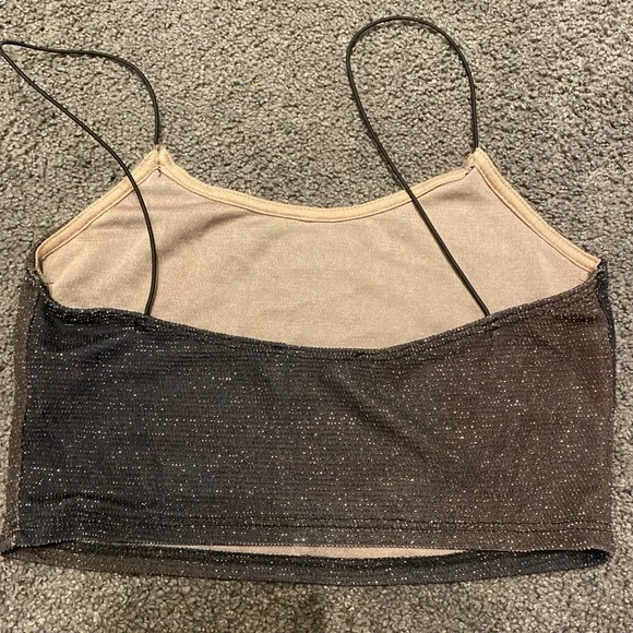 Black & Gold Sparkly Crop Top - Picture 2 of 2
